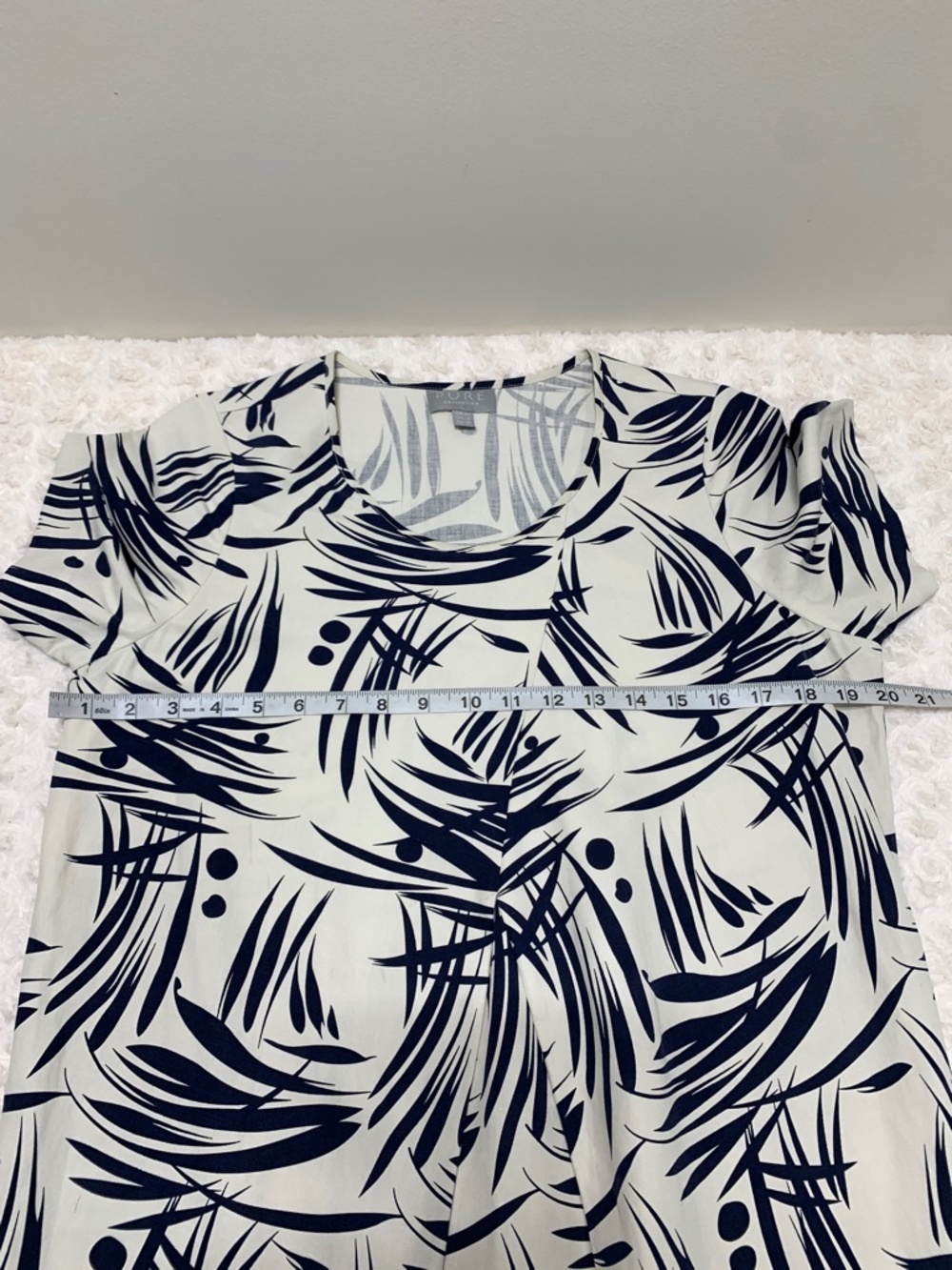 Pure Collection Silk Linen Cocoon Dress in Navy & Cream Bamboo Print Sz 4 - Picture 9 of 10